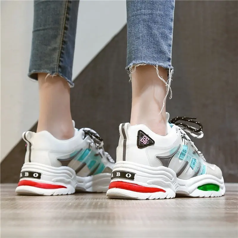 Кроссовки Rimocy женские на шнуровке повседневная обувь толстой подошве для бега