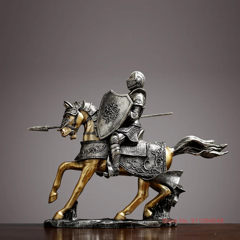 

Resin Ancient Roman Warrior Statue Victory Armor Knight Sculpture Vintage Cafe Decoration Bar Decor Office Desktop Accessories