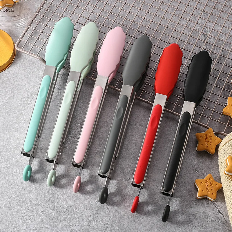 

Candy Color Silicone 9 Inch Food Tongs Barbecue Tongs Bread Tongs Kitchen Gadgets Bbq Accessories