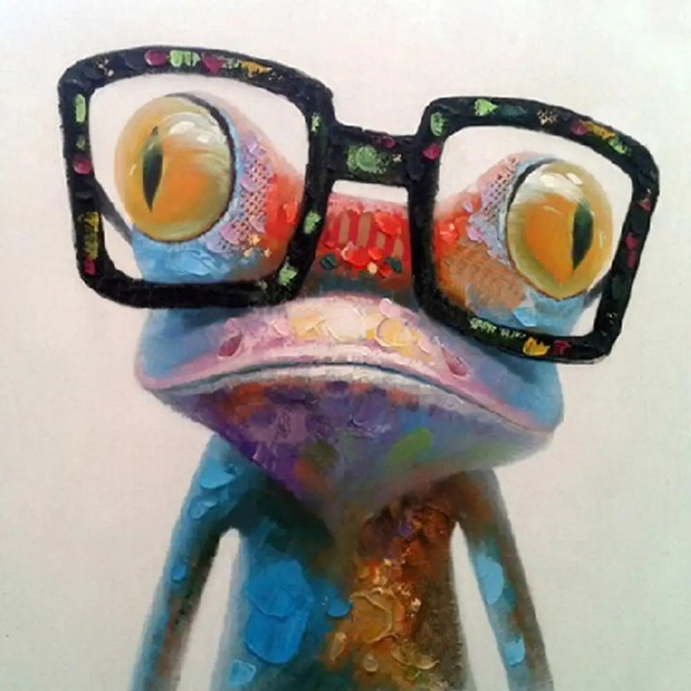 

Hand Painted Happy Frog Oil Painting Wall Art for Living Room Modern Canvas Art Decor Your Home Stretched Ready to hang