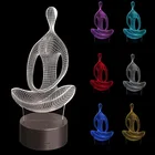 Ночник 3D иллюзия Йога Медитация 7 цветов светодиодный Настольный светильник настольные игрушки новые лампы 2021