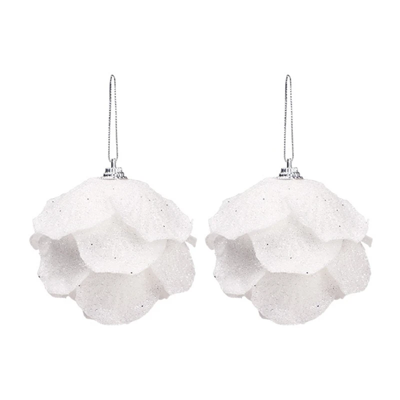 

Christmas Petal Foam Ball Pendant Set of 2 Hanging Ornament Snow White