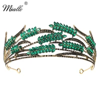 miallo green crystal crown rhinestone prom tiaras and crowns bridal wedding hair jewelry women hair accessories party headpiece