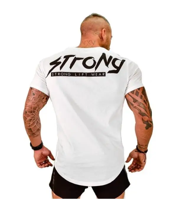 Мужская Летняя стильная модная футболка для бодибилдинга облегающая с коротким