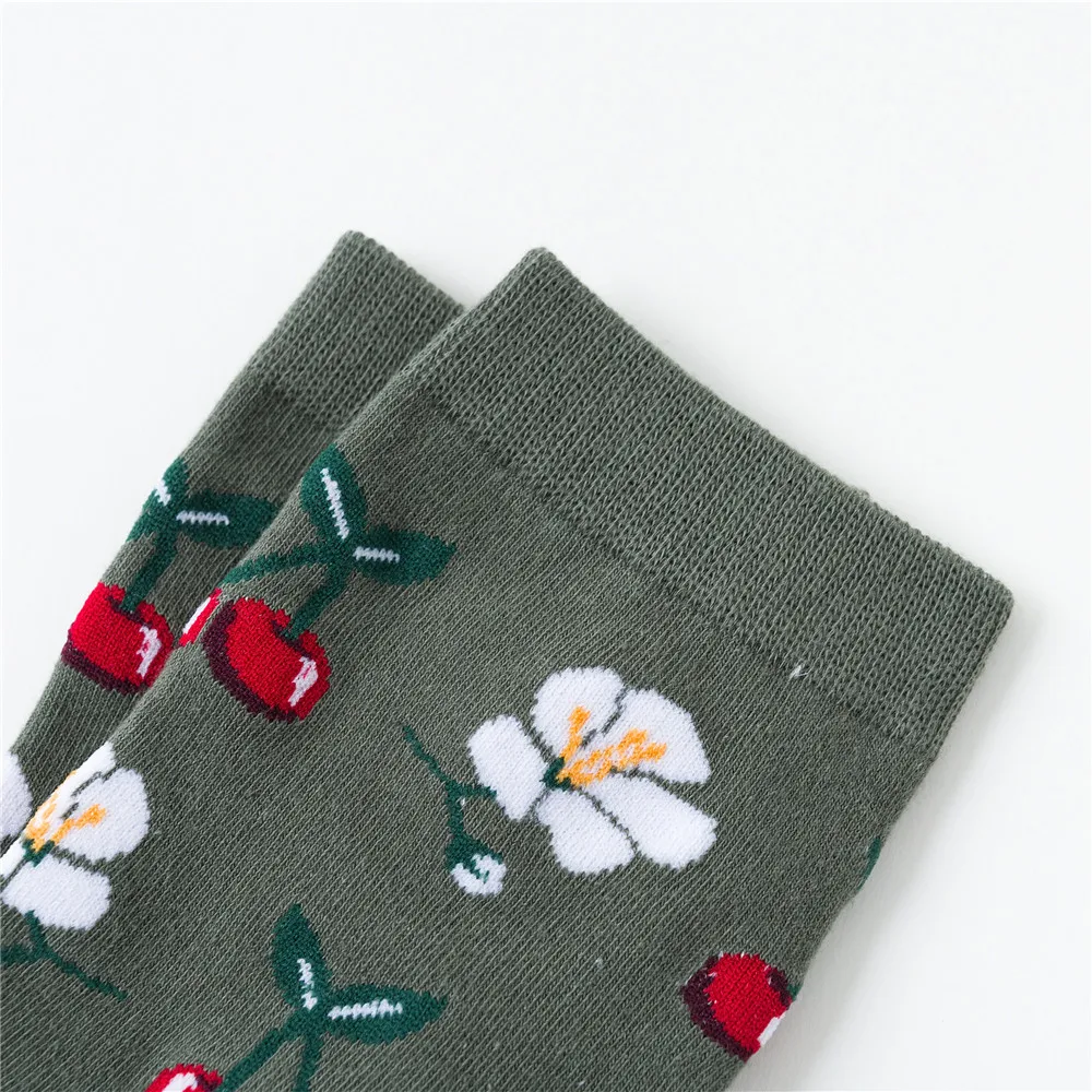 Женские носки из 100% хлопка Забавные милые Мультяшные с фруктами вишней ананас
