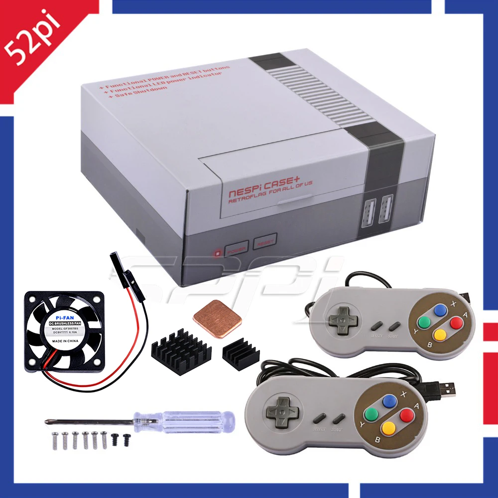 52Pi новая версия NESPi чехол + плюс ретрофлаг с вентилятором охлаждения и 2 шт.