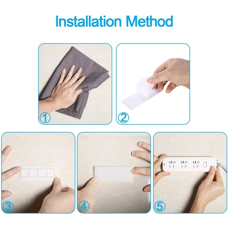 

Power Strip Holder,Self Adhesive Strip Fixator Punch Free Space-Saving Wall Mount Socket Cable Fixer Organizer 8 Pcs