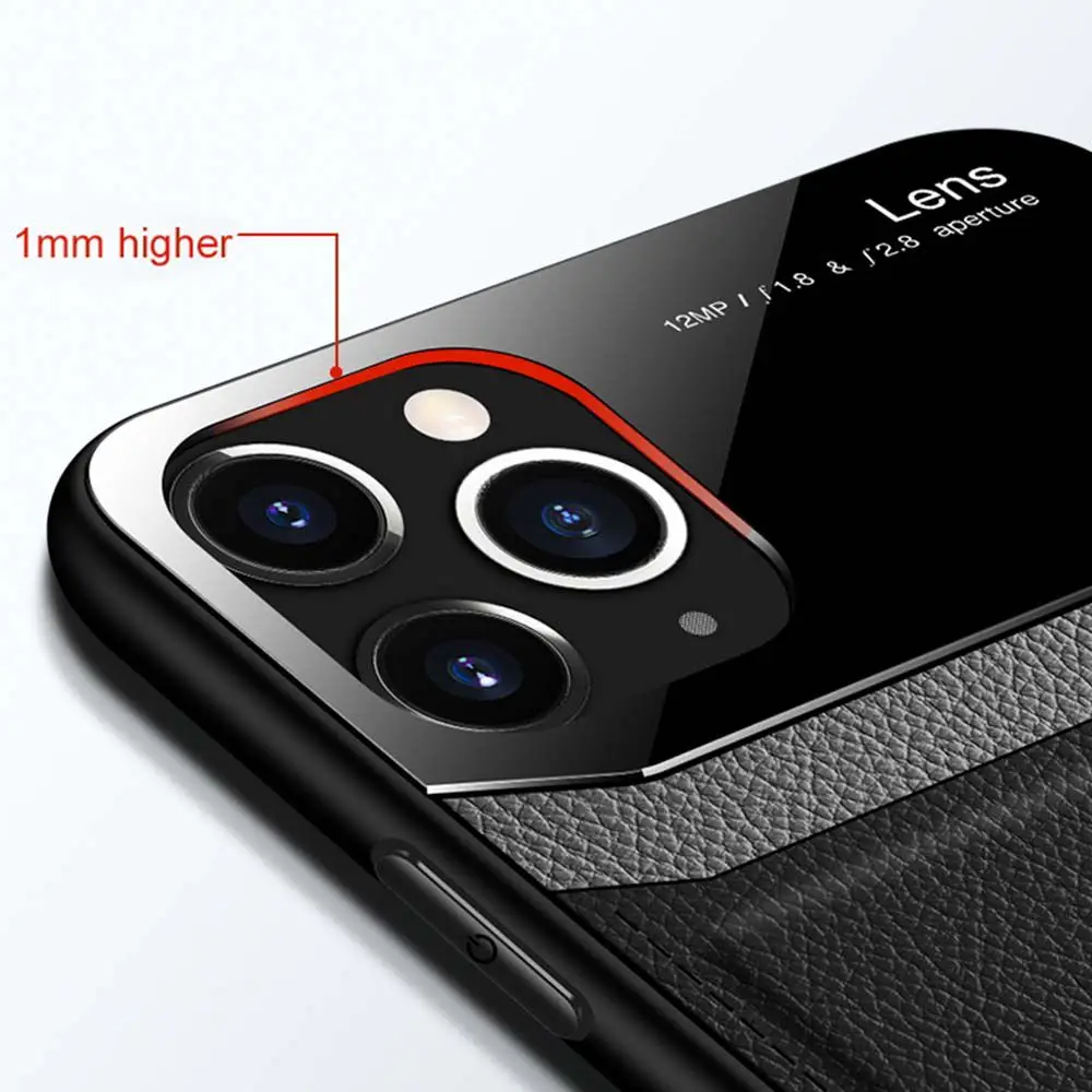 Hybrid Case for iPhone 11 12 13 14 Pro Max Mini Case Leather Acrylic Back Cover for iPhone 7 8 14 Plus X XR XS Max SE 2020 Case