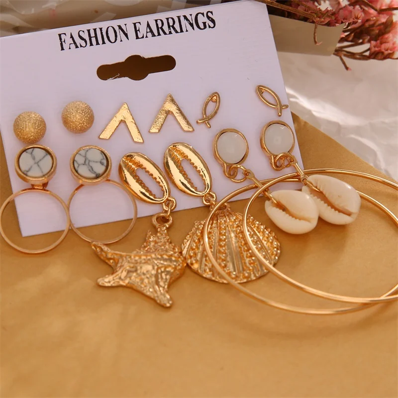 Bohemian Women Earrings Set Shell Pearl For Fashion jewelry 2020 Brincos Big Hoops Tassel Flowers Drop | Украшения и аксессуары