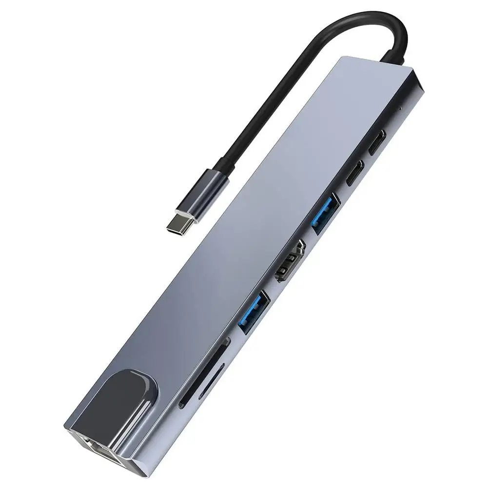 

USB C Hub Adapter 8 In 1 USB Hub For Laptop With 1000M Ethernet USB 30 Data Ports 5Gbps Portable USB C Hub Multiport Adapter Sui