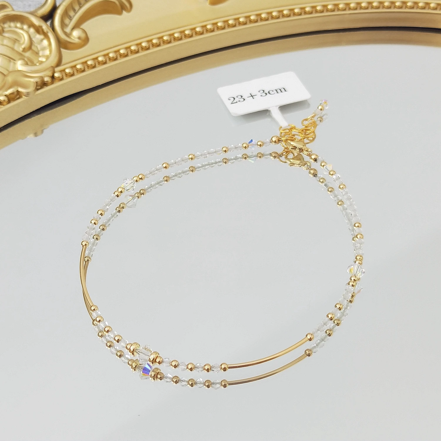 Lii Ji Clear Quartz 14K Gold Filled Austia Crystal Anklet 23+3cm Handamde Jewelry For Women Gift