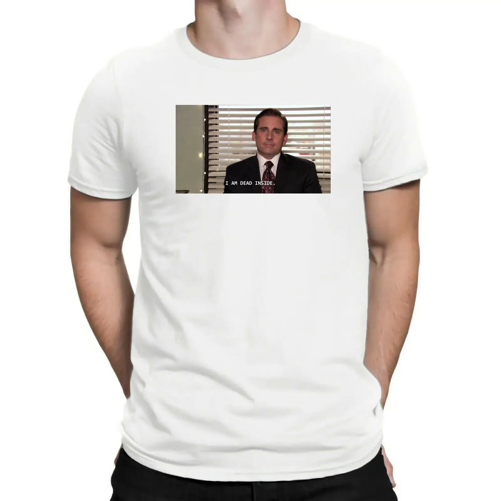 

Office Michael Scott I Am Dead Inside Funny Men's White Cotton T Shirt Tee Harajuku Printed Men Tshirt Cool Casual Men Tops