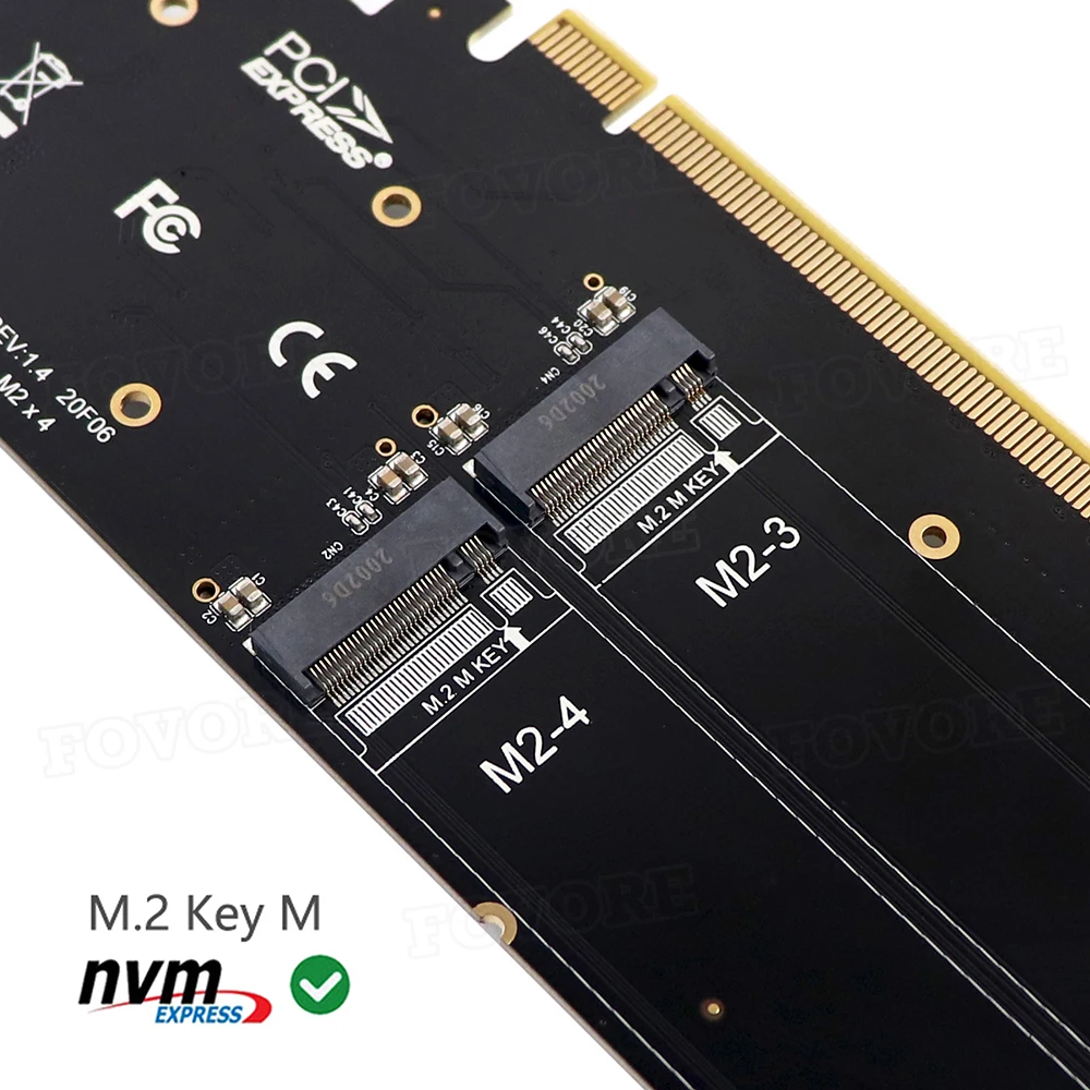 Адаптер M2 NVME с 4 портами M.2 NVMe на PCIe 3 0 X16 адаптер контроллера Райзера PCI Express порта