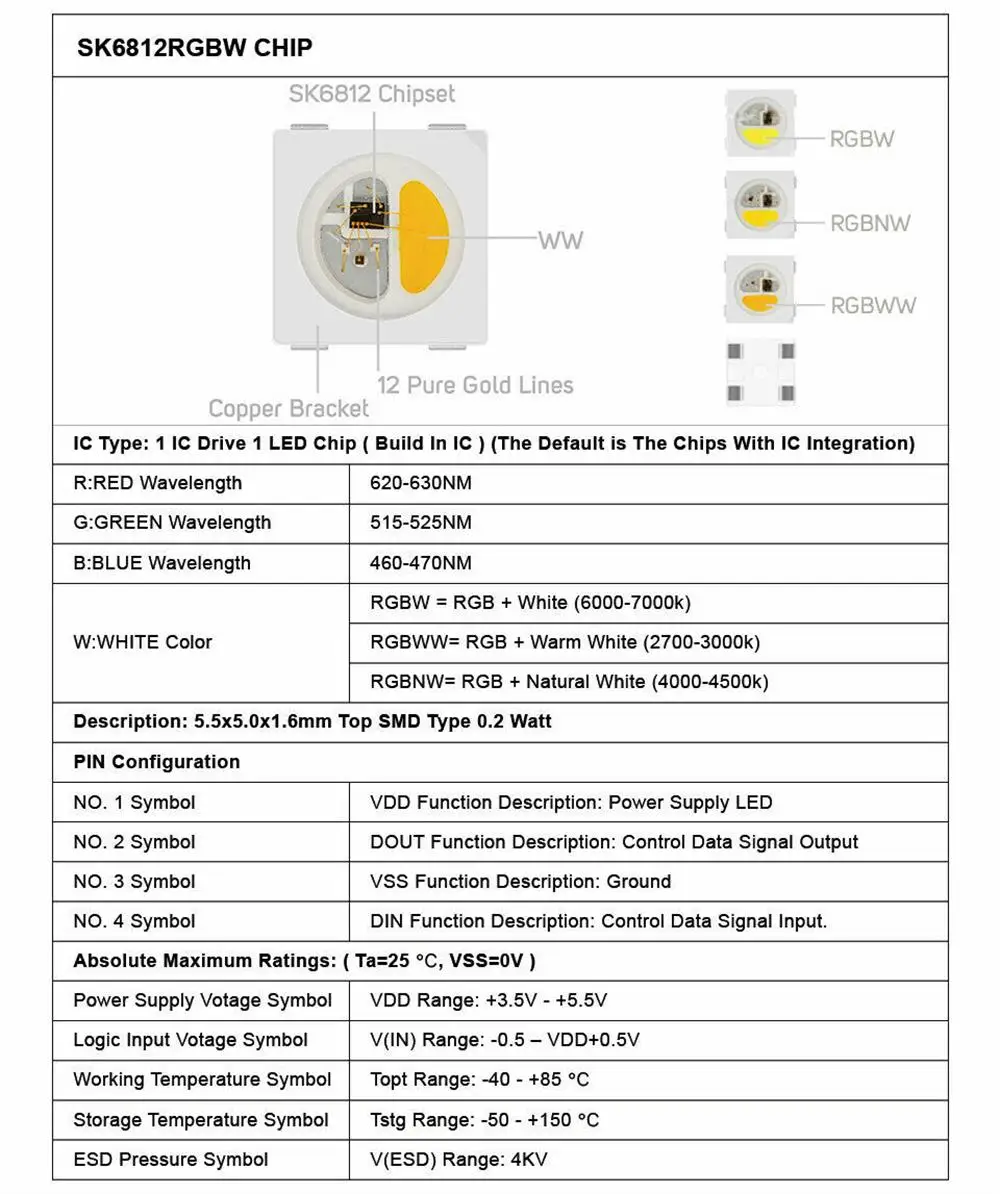 10~ 1000 шт WS2812B(4 контакта) 5050 SMD черный/белый версия WS2812B SK6812 индивидуально Адресуемая цифровая RGB RGBW светодиодный чип DC5V