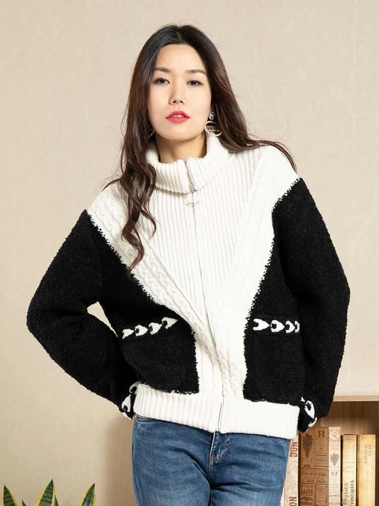 Женский подиумный кардиган толстый теплый свитер на осень 2019 куртка молнии с