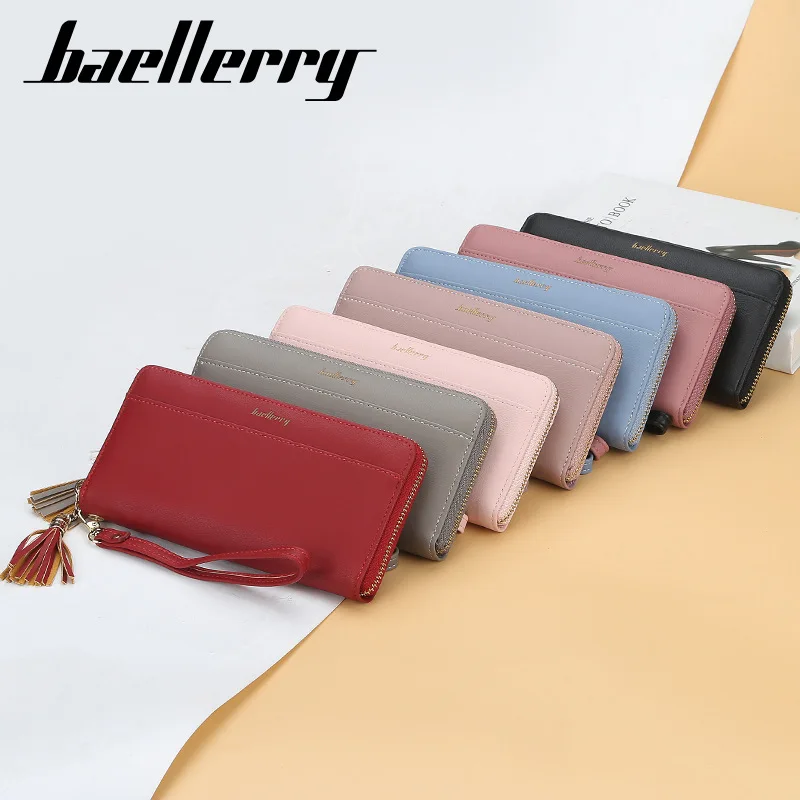 

Baellerry Wallet Women's Long Korean Tassel Zipper PU Leather Handbag Large Capacity Fashion Mobile Phone Bag