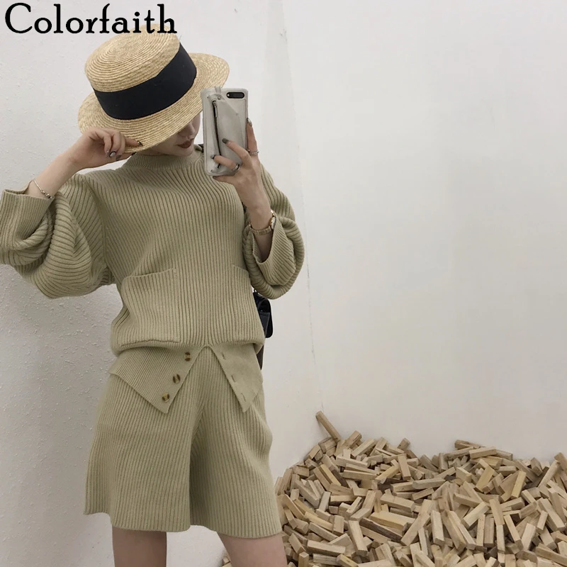 Colorfaith новинка 2019 Осень зима женские штаны комплекты разделенные кардиганы