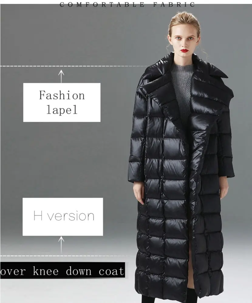 Winter Clothing Female 2019 New Women's Down Jacket 90 White Duck Warmth slim waist long down jacket female black | Женская одежда