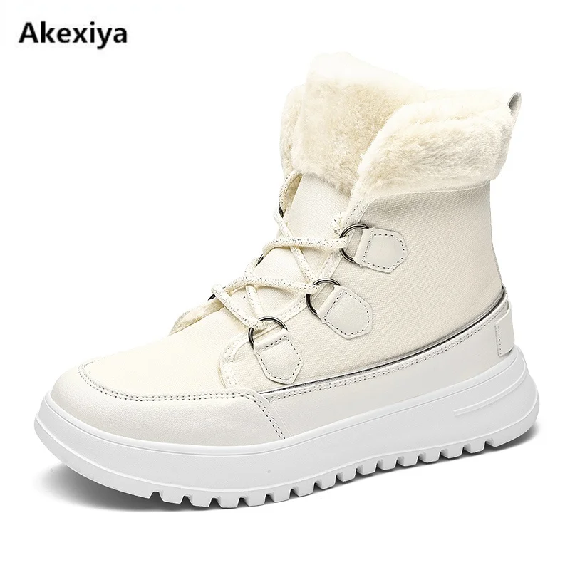 

Ботильоны женские зимние, плюшевые теплые ботинки для снега, Женские повседневные ботинки большого размера 42, женские высокие ботинки, женс...