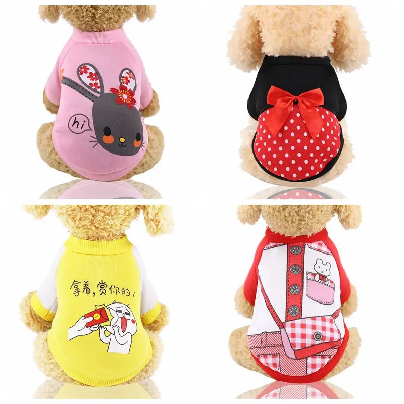 Свитер для собак теплый свитер кошек одежда в мультяшном стиле хлопок чистый