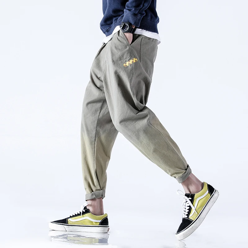 Мужские повседневные Стрейчевые штаны цвета хаки брюки для художника винтажная