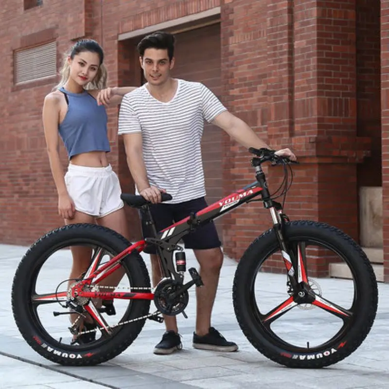 Складной снегоход горный велосипед 24 дюйма 27 скоростей спицевое колесо 4 0