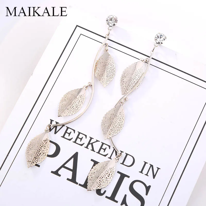 Женские длинные серьги-подвески MAIKALE трендовые металлические серьги золотого
