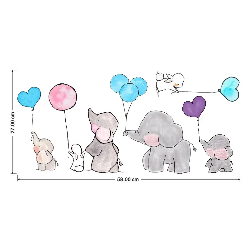JH2018 Ins стильные цветные настенные наклейки с акварельным слоном и кроликом, художественные настенные Декорации для детской комнаты, спальни, гостиной, домашнего декора - Цвет: JH2018
