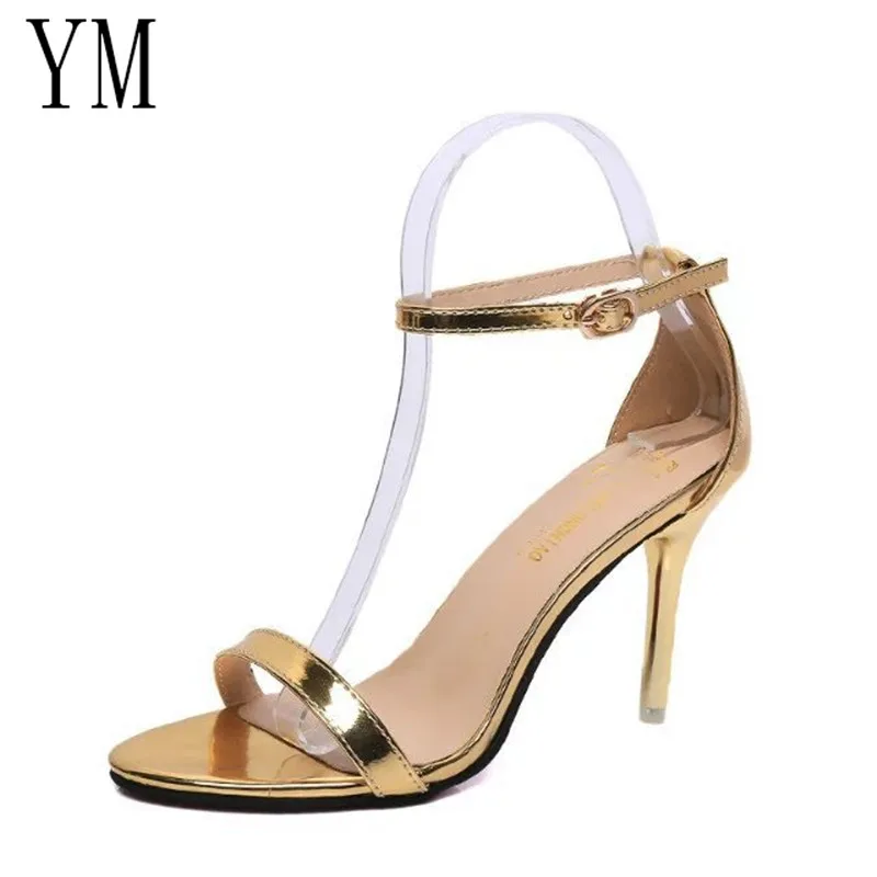 Женские туфли лодочки на тонком каблуке 9 см босоножки с ремешком щиколотке