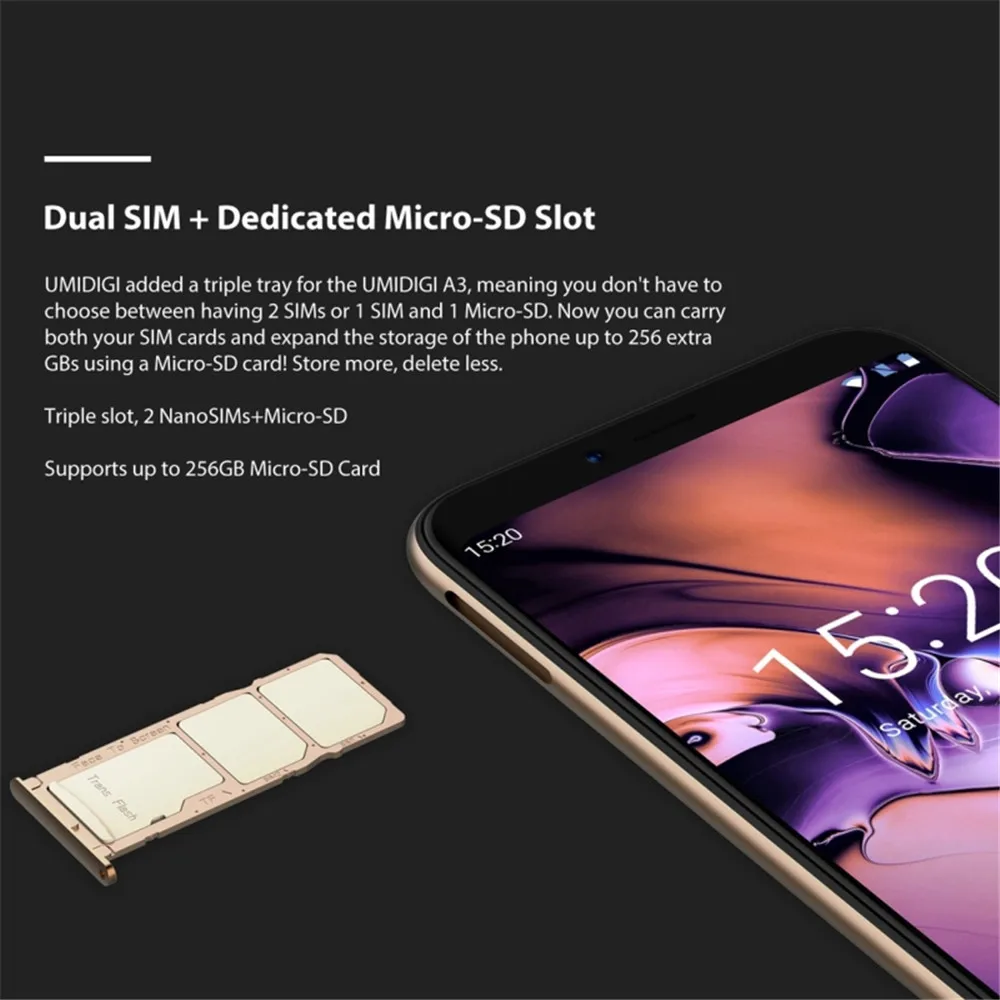 original umidigi a3 smartphone dual 4g lte android 8 1 2gb ram 16gb rom mtk6739 5 5 12mp dual back camera 3300mah mobile phone free global shipping