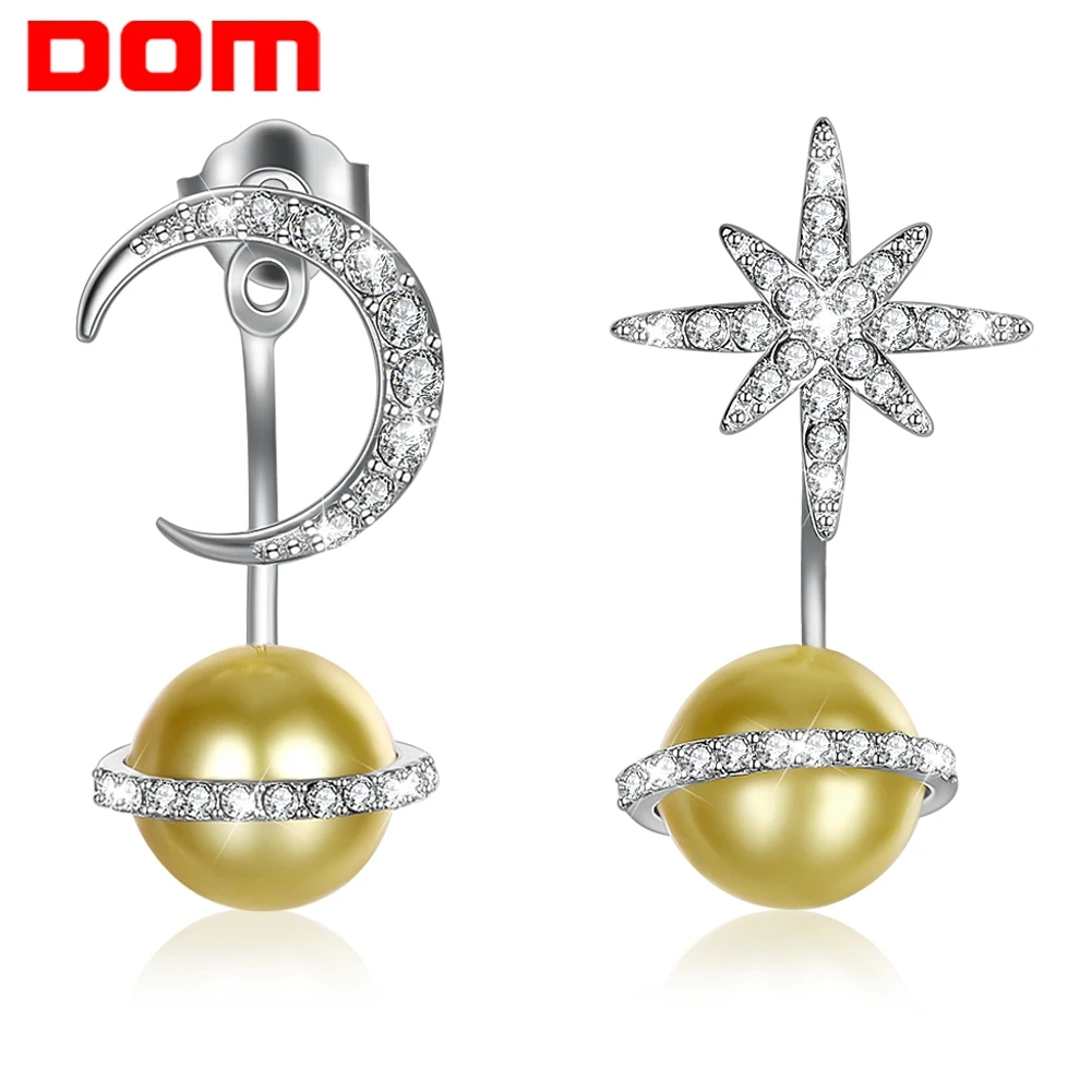 Женские сверкающие серьги DOM SVE331 из 100% стерлингового серебра 925 пробы с Луной и