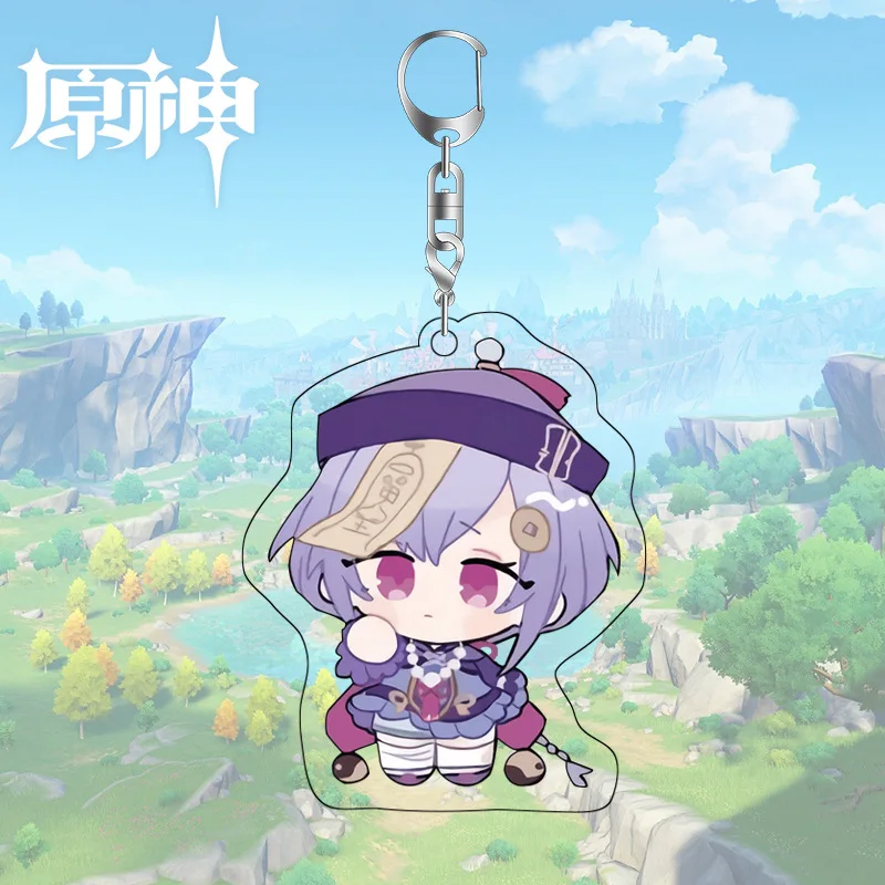 

Anime Keychain Genshin Impact Zhongli Diluc Venti Klee Qiqi Man Key Chain For Womens Accessories Cute Bag Pendant Key Ring Gifts
