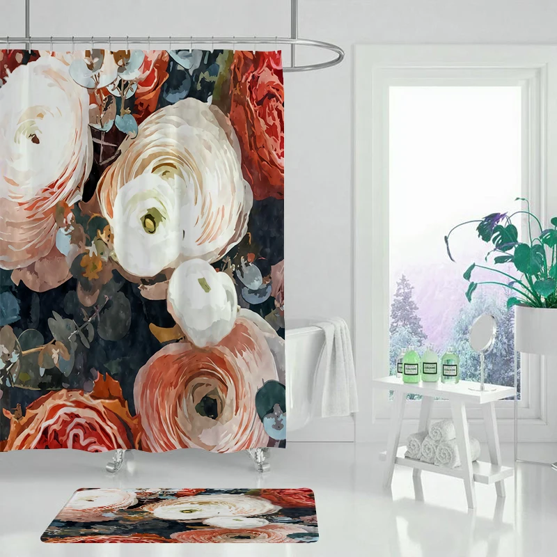 Занавеска для душа с цветами розы занавеска ванной из водонепроницаемого