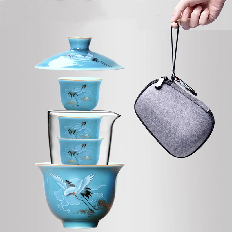 Синий и белый фарфор Gaiwan чай, гайвань комплект древней китайской глазурь Цзиндэчжэнь Чай набор чайная чашка для различных Чай