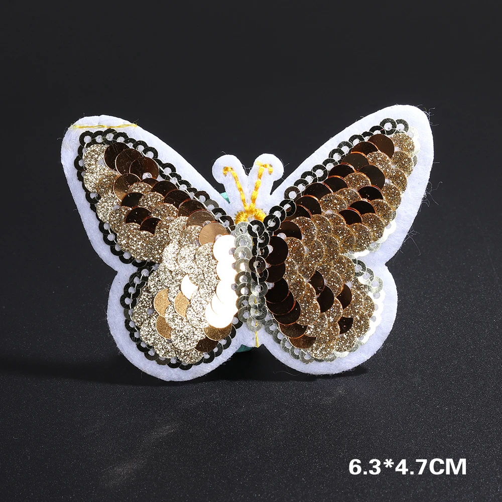 Блёстки из восьми цветов нашивки бабочки с джинсовой курткой и джинсами для