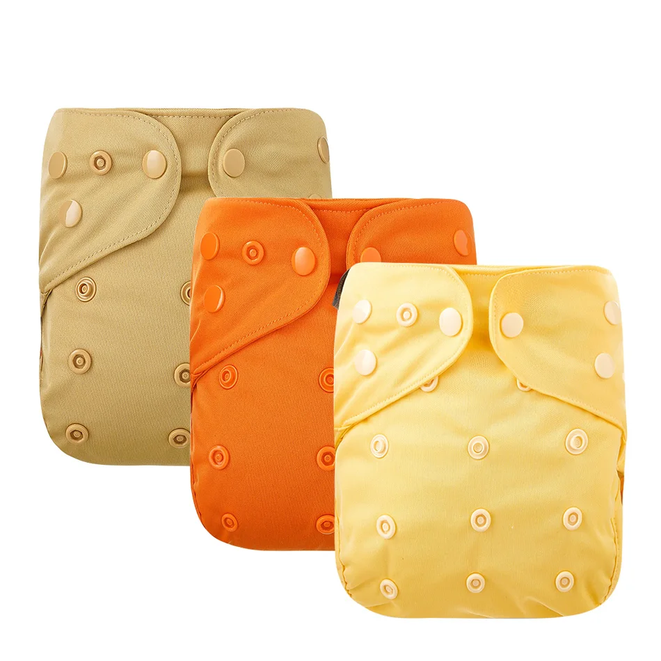Elinfant-Juego de 3 unids/set de pa&ntilde;ales de tela de Color s&oacute;lido, cubierta impermeable, lavable, reutilizable, para beb&eacute;s de 3 a 15 Kg-0