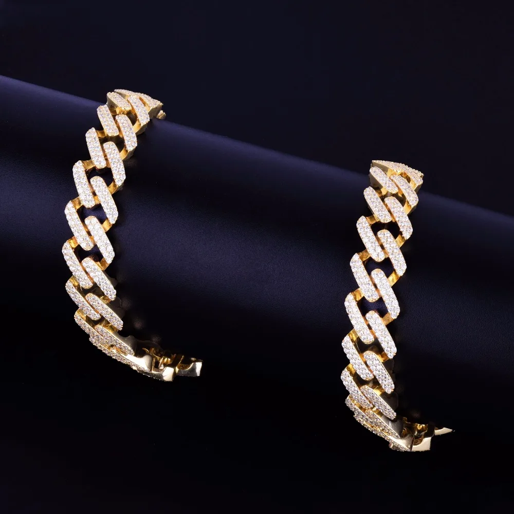 

14mm Miami Cuban Choker Square Link Necklace Gold Color Iced Out Cubic Zirconia Rock Hip hop Style Men's Jewelry