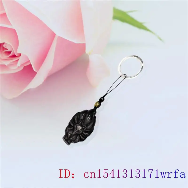 Нефритовый обсидиановый брелок с лисой подвеска драгоценным камнем на сумку для