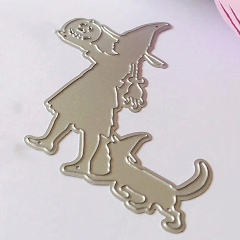 

New Design Craft Metal stencil mold Cutting Dies Halloween girl with pumpkin scrapbook die cuts Album Paper Card Craft Embossing
