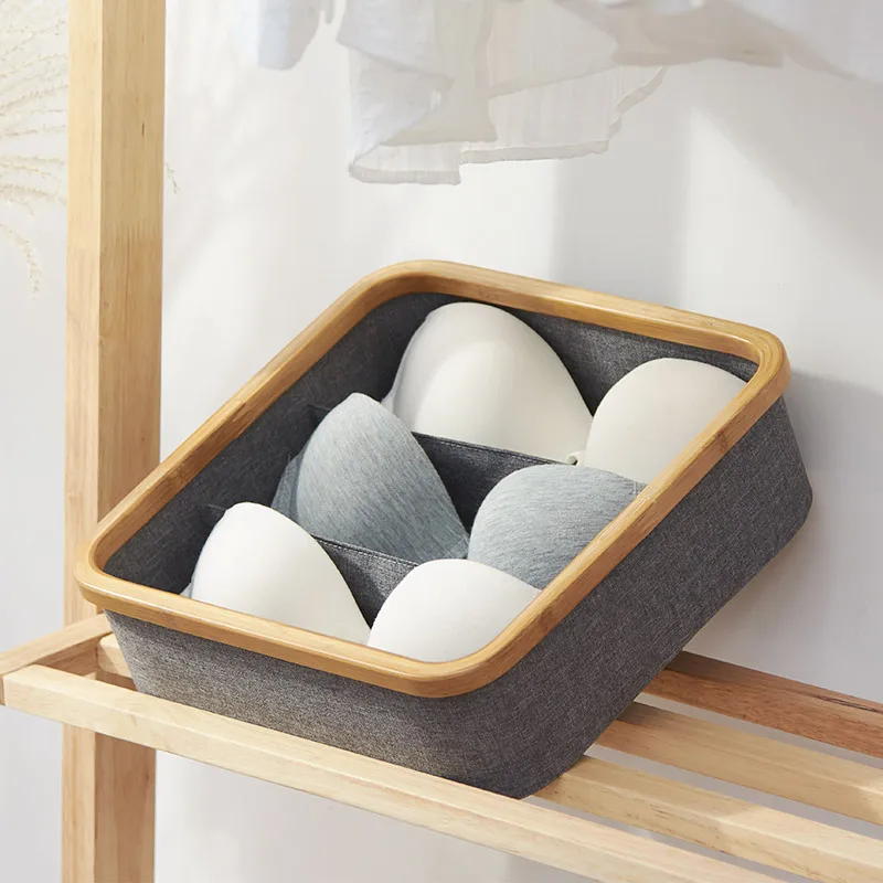 Бамбуковый органайзер для нижнего белья носков бюстгальтеров ящик хранения