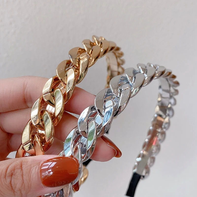 

Acrylic Material Metallic Headband Colorful Serial Hairband Woman Alloy Hair Hoop Hair Accessories