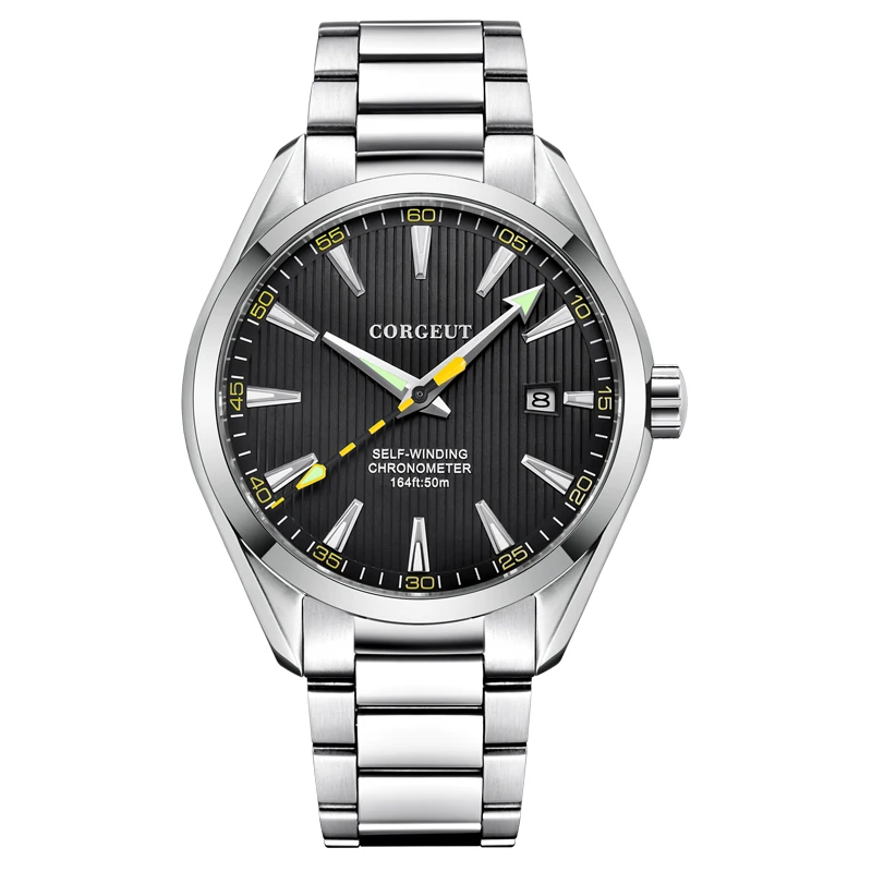 

Corgeut 41MM luxury mens clock black dial Bumblebee hands MIYOTA Automatic Date calendar Mechanical Sapphire wrist watch men