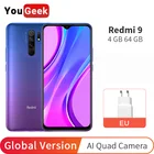 Сотовый телефон Xiaomi Redmi 9, 4 ГБ, 64 ГБ, в наличии мАч, глобальная версия дюйма, 5020 дюйма, 6,53 дюйма, четырехъядерный процессор Helio G80, 13 МП, с ии, 2340x1080