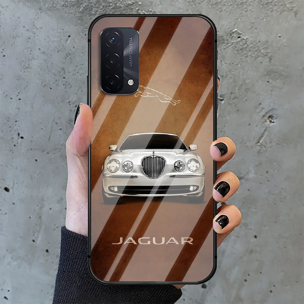 

British car brand Jaguars Phone Tempered Glass Case Cover For oppo realme find a x c xt gt 2 53 3 6 7 50 11 i Pro 5g Phone case