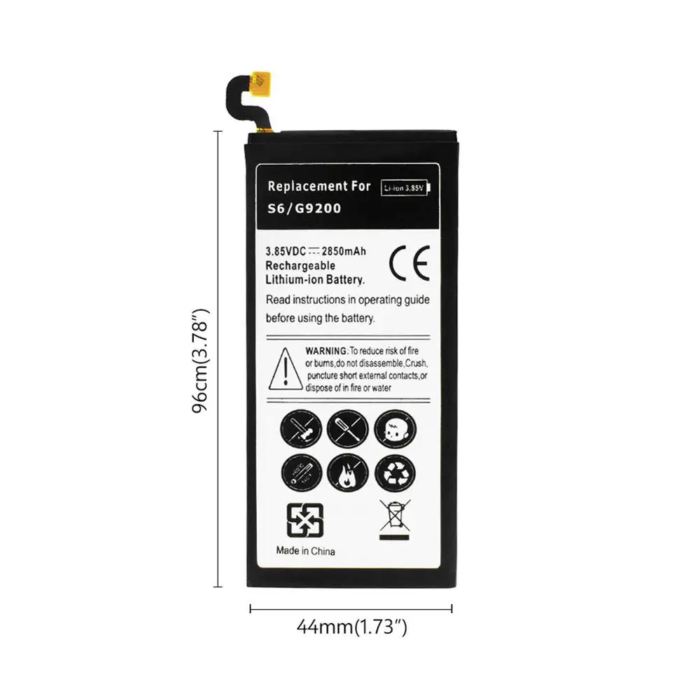 Универсальный аккумулятор 3 85 В 2850 мАч для Samsung Galaxy S6 G9200 G920F G920I G925S G9209 G920A SM