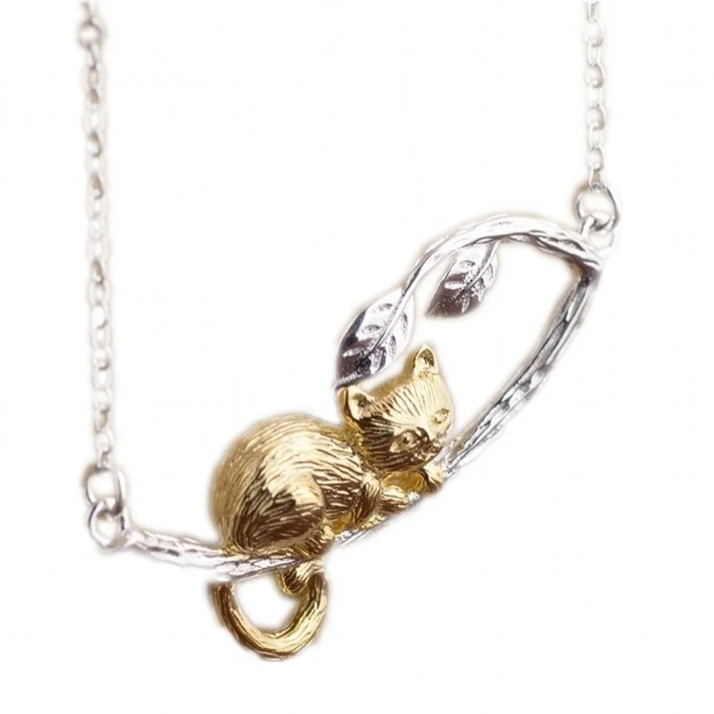 Серебряная цепочка с милым котенком S925 простая модная подвеска для отправки