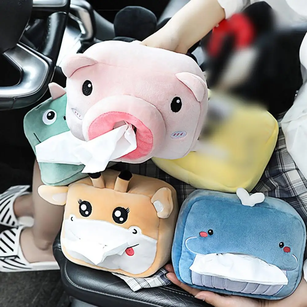 

Car Seat Buckle Type Convenient Cartoon Plush Tissue Box Vehicle Seat Creative Tissue Box Napkin Holder