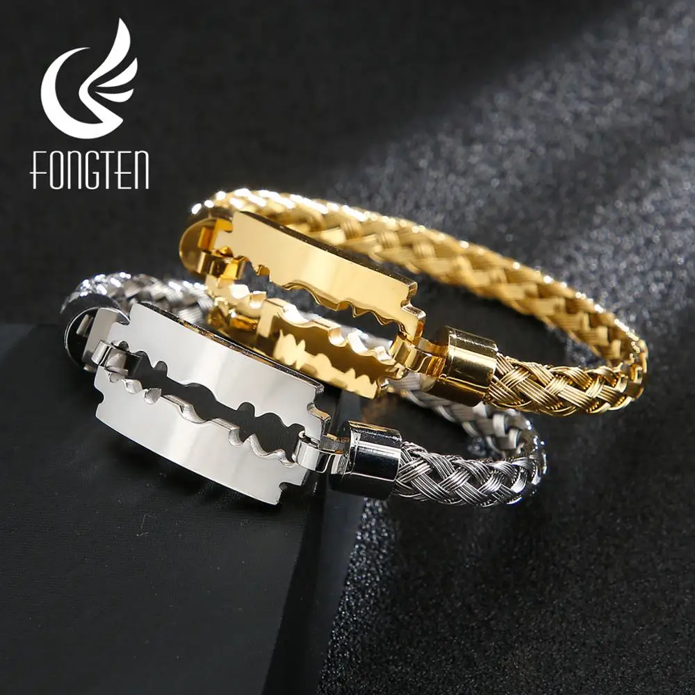 Браслет Fongten в форме лезвия черная цепочка из нержавеющей стали готический стиль