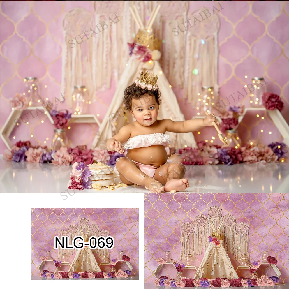 

Mermaid Princess Birthday Party Backdrop Baby Shower Photography Background Photo Studio Girl Camping Tent Pink Decoration Props