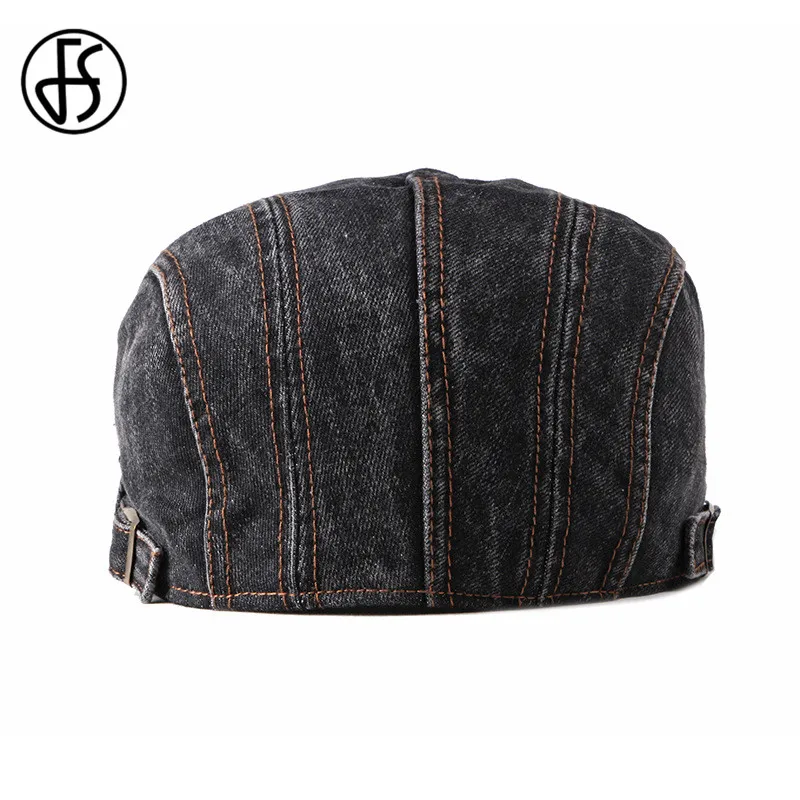 Кепка унисекс из денима FS Однотонная синяя уличная шапка берет джинсовой ткани в
